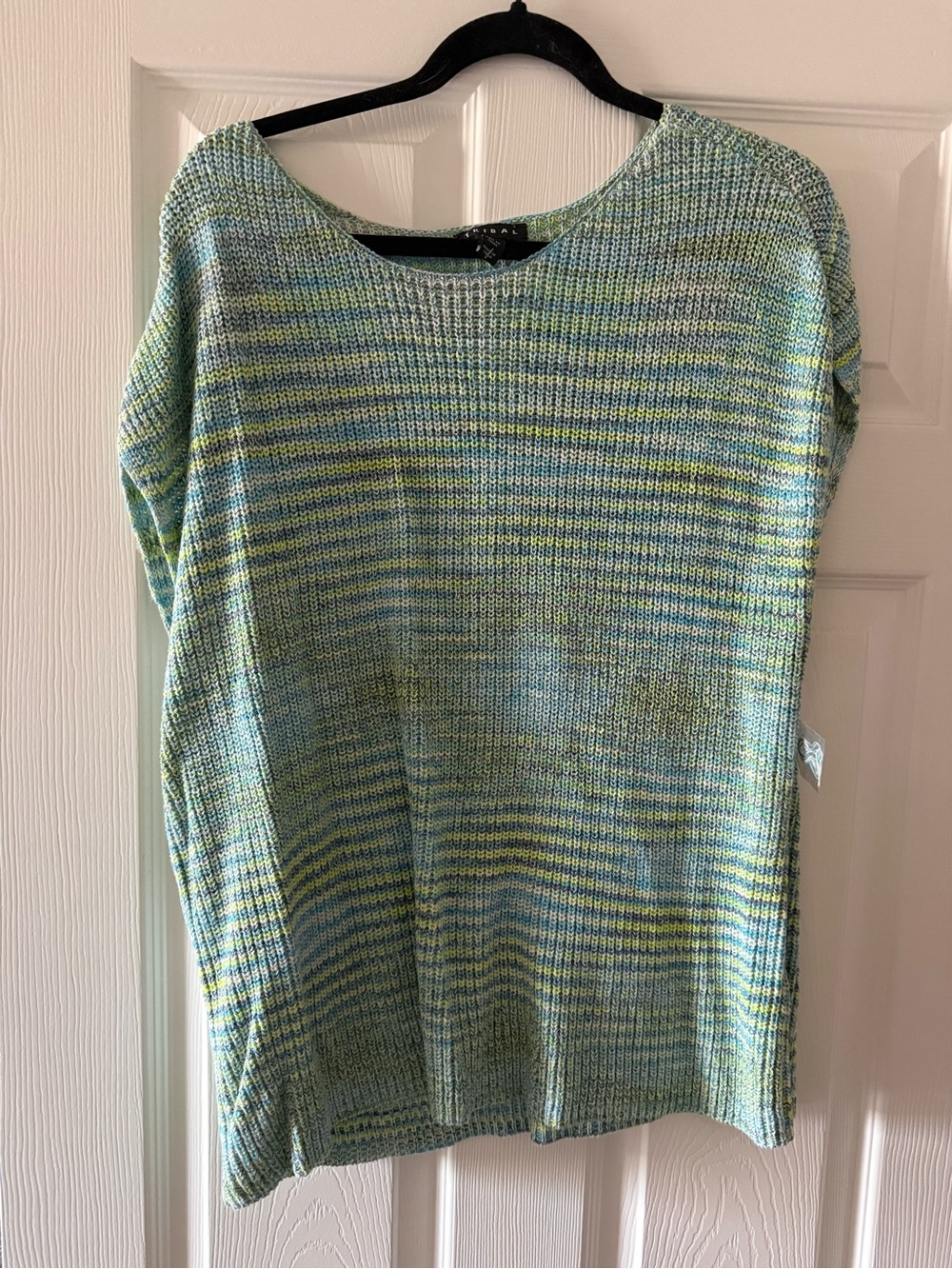 Women’s Lightweight Multicolor Knit Sweater - Blue Green